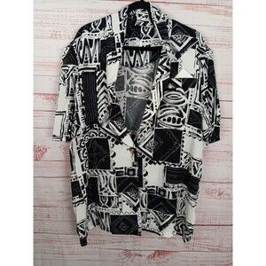 IN CINQ Blazer Jacket Women’s 2X Lightweigh Short Sleeve Sleeve Black White